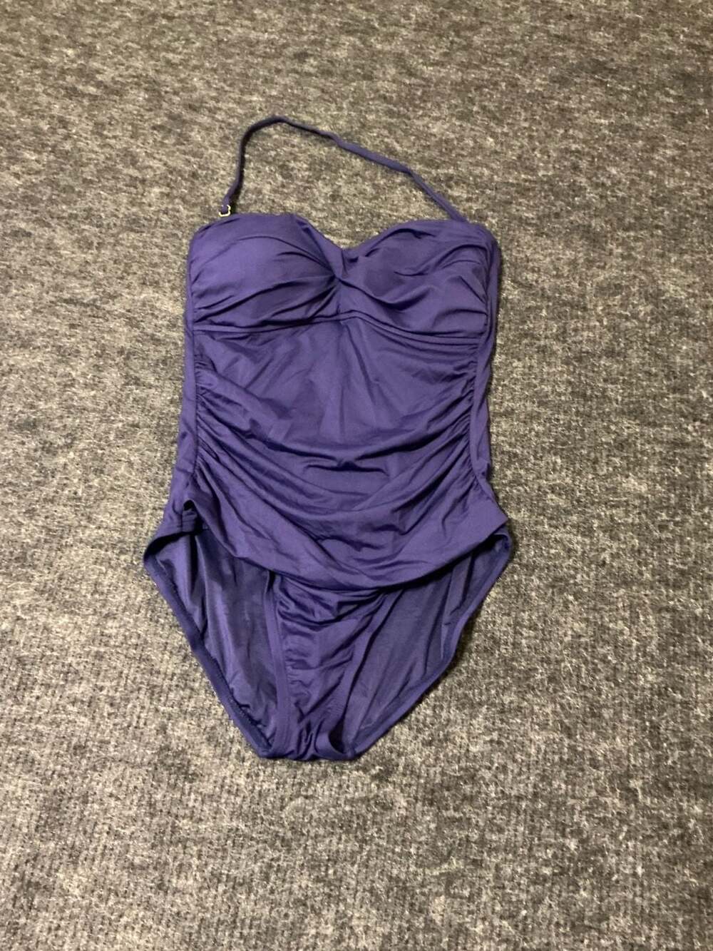 Anne Cole Twist Front Shirred One Piece Swimsuit Womens Size 14 Navy Blue